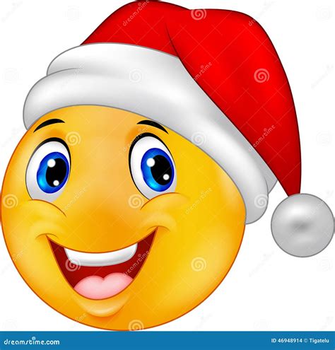 Smiling Smiley Emoticon in a Hat Santa Stock Vector - Illustration of claus, smiling: 46948914