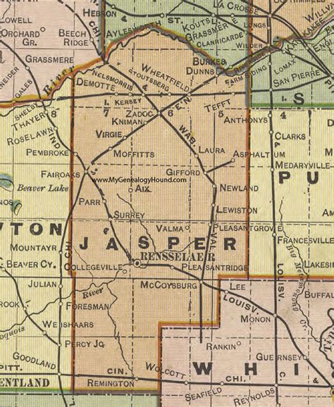 Jasper County, Indiana, 1908 Map, Rensselaer