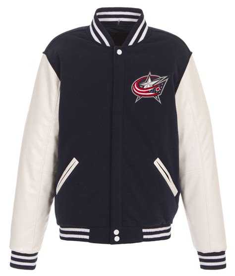 Columbus Blue Jackets Blue and White Varsity Jacket - Jackets Creator