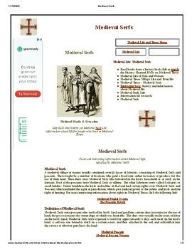 Medieval Serf Article by Medieval Life and Times | TpT