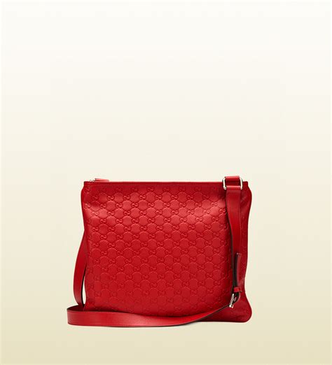 Gucci Red Ssima Leather Messenger Bag in Red for Men | Lyst