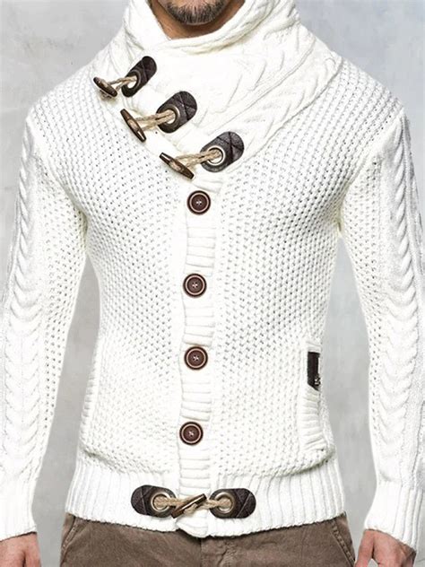 Coofandy Fashion Knitted High Collar Button Sweater – coofandy