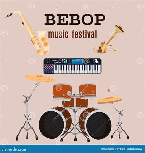 Vector Set of Bebop Jazz Music Instruments, Flat Design. Stock Vector ...