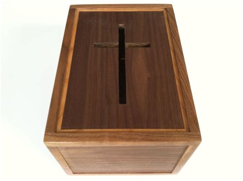 Black walnut prayer box with Cross shaped slot and cherry inlaid top border | Prayer box, Prayer ...