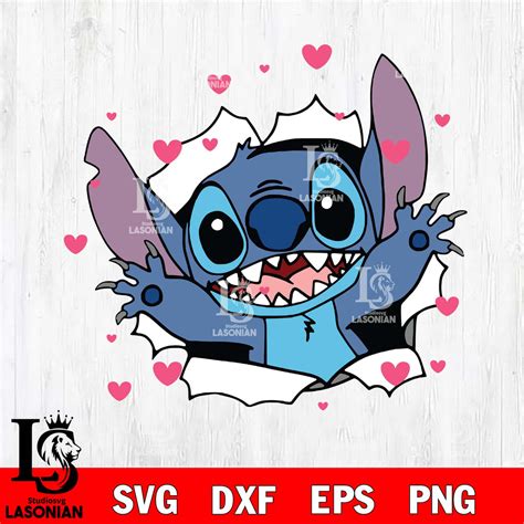 STITCH valentine's 2 svg , STITCH valentine's day svg eps dxf png file – lasoniansvg