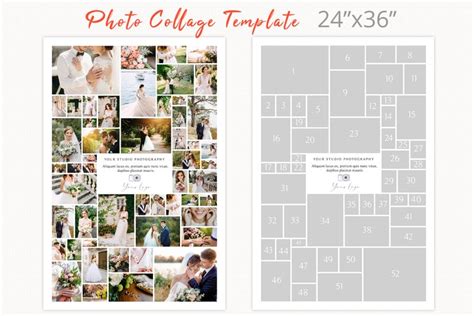 Poster size photography collage template, 24 x 36 photoshop