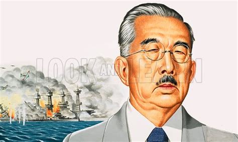 Emperor Hirohito with attack on Pearl Harbour behind stock image | Look and Learn