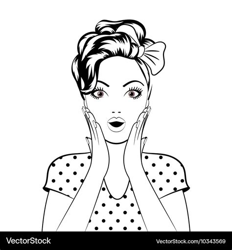 Black line art woman face Royalty Free Vector Image