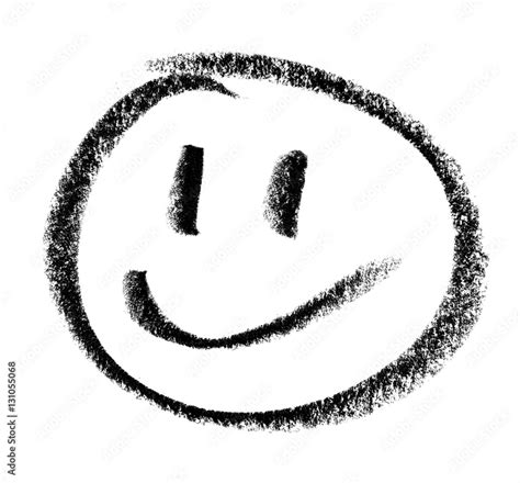 Scan of a hand drawn crayon smiley face foto de Stock | Adobe Stock