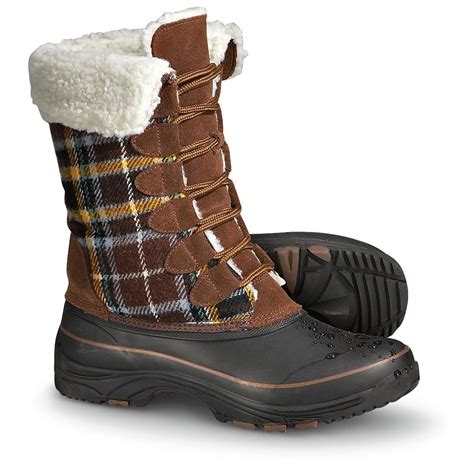 Women's Khombu® Highland Pac Boots, Brown / Plaid - 165103, Winter & Snow Boots at Sportsman's Guide