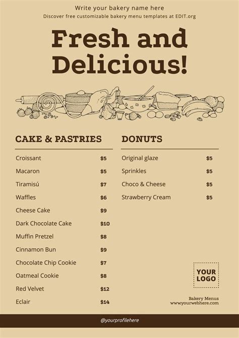 Free Bakery Menu Templates Online