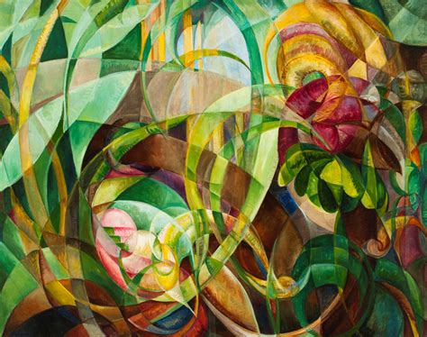 Abstract Geometric Painting of Plants 2 by Mary Swanzy - Art Collection