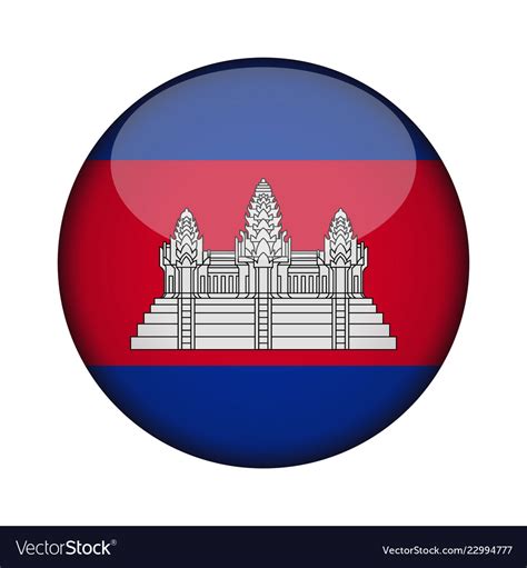 Cambodia flag in glossy round button of icon Vector Image