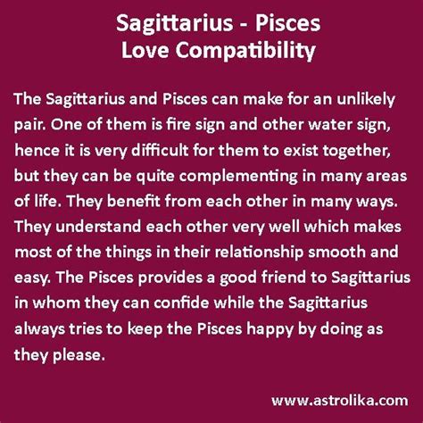 Sagittarius and Pisces Love Compatibility | Sagittarius and pisces compatibility, Pisces ...