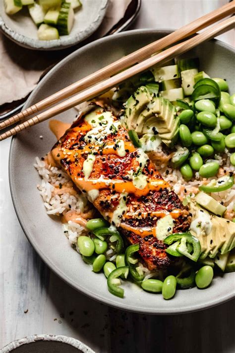 Baked Salmon Sushi Bowls with Spicy Mayo