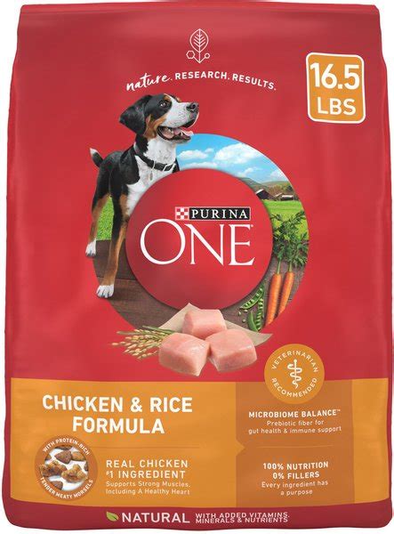 PURINA ONE Natural SmartBlend Chicken & Rice Formula Dry Dog Food, 16.5-lb bag - Chewy.com