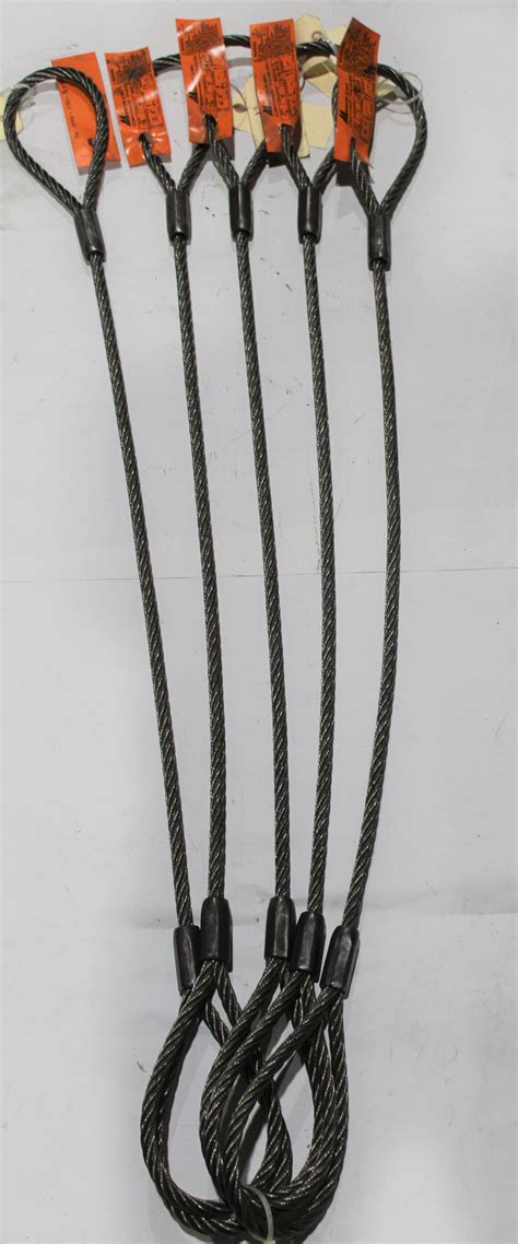 1/2″ X 4′ Wire Rope Slings w/ 6″ Eyes-Rated 5,000 lbs WLL NSN 4010-01 ...