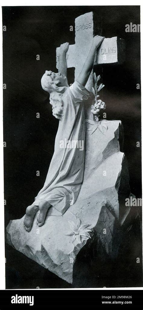 Funerary Monument - Woman clinging to Cross Stock Photo - Alamy