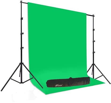 Buy HIFFIN® Green Screen Backdrop with Stand, 8FT X 12FT Wide Green Screen Backdrop with 9 FT x ...