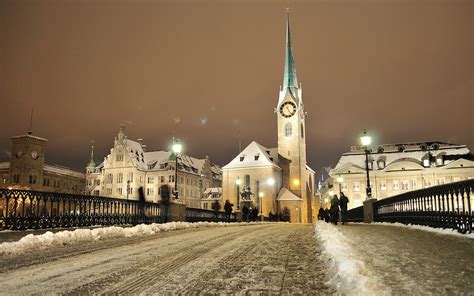 Zurich, Switzerland, house, people, winter, snow, night, lights wallpaper | travel and world ...