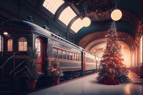 Premium Photo | Celebrations of the holidays in vintage train station ...