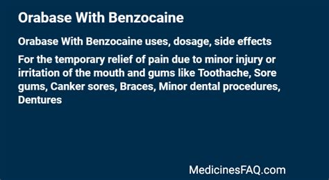 Orabase With Benzocaine: Uses, Dosage, Side Effects, FAQ - MedicinesFAQ