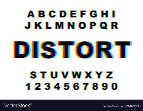 Distorted glitch font Royalty Free Vector Image