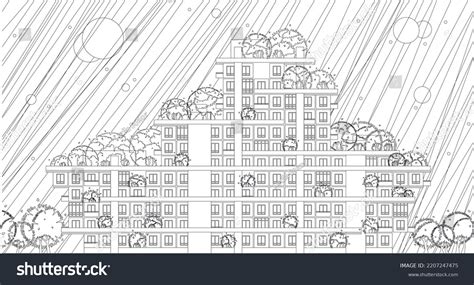 Vector Black White Cityscape Illustration Stock Vector (Royalty Free ...