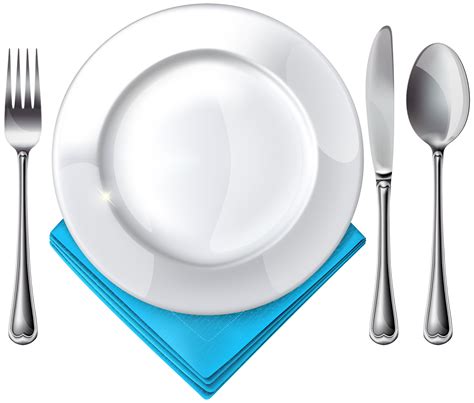 Dishes clipart spoon fork plate, Dishes spoon fork plate Transparent ...