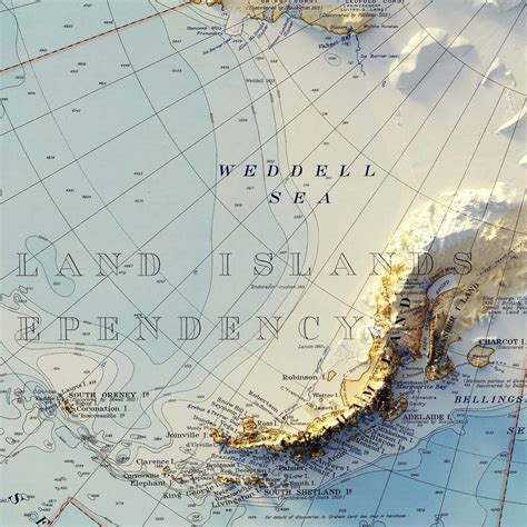 Vintage Antarctica Relief Map (1939) | Muir Way