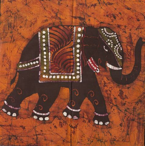 Indian Elephant Batik Painting Handmade Animal Tribal Ethnic Folk Cotton Art | Mughal Paintings ...