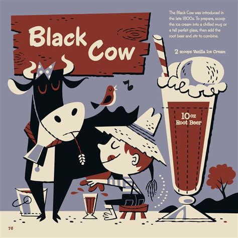 Black Cow Drink Recipe | Retro illustration, Black cow, Mid century ...