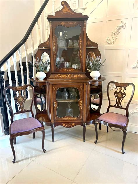 Antique Victorian Quality Marquetry Inlaid Mahogany Display Cabinet For ...