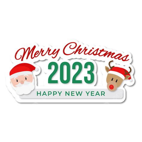 Sticker Merry Christmas 2023 New Year Santa And Deer, Christmas 2023 Stickers, Santa And Deer ...