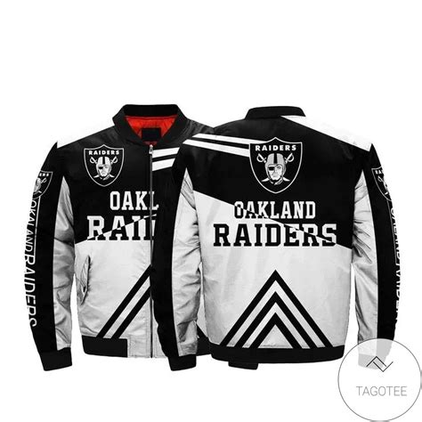 Buy Oakland Raiders Black White 3d Printed Unisex Bomber Jacket - Meteew