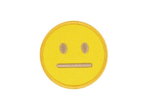 Neutral Face Blah Emoji Embroidered Iron On Patch FREE