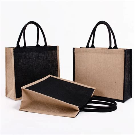 Burlap Bag With Laminated Interior And Soft Cotton Handle, Women ...