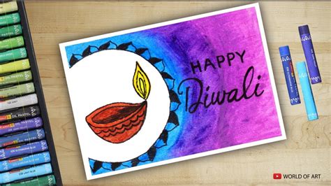 Diwali Diya Drawing with Oil Pastel | Happy Diwali drawing easy - YouTube