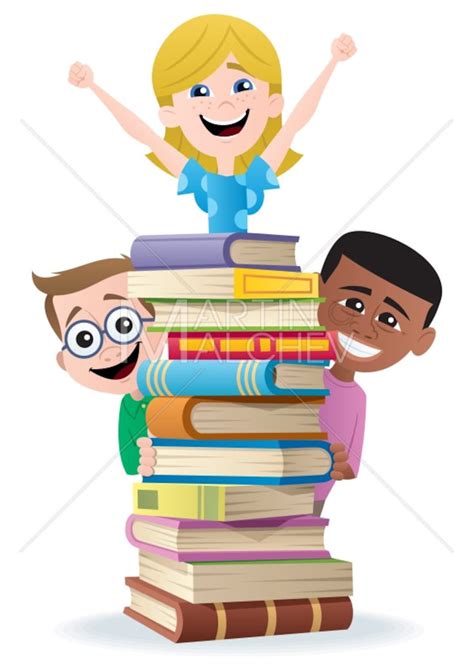 Books and Kids Vector Cartoon Clipart Illustration. Book, Child, Kid ...