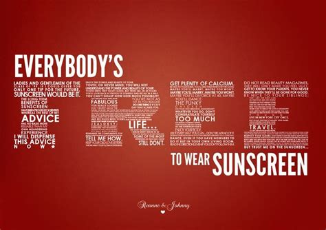 baz luhrmann #sunscreen | Everybody's free to wear sunscreen, Sunscreen song, Wear sunscreen