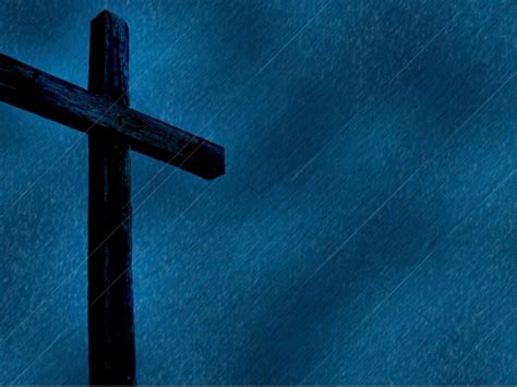 Cross Design Christian Background Blue Rain