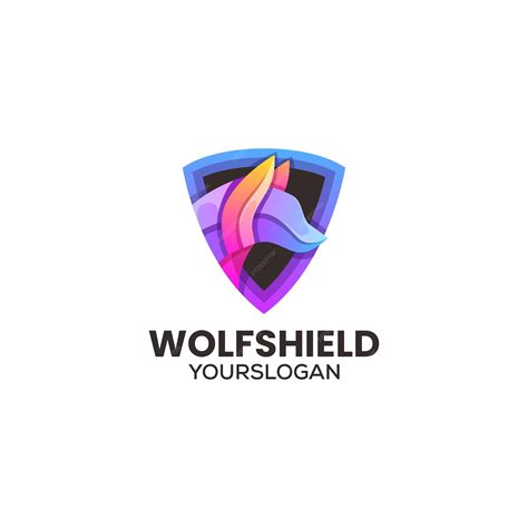 Premium Vector | Vector logo illustration wolf shield gradient colorful ...