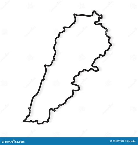 Black Outline of Lebanon Map Stock Vector - Illustration of arab ...