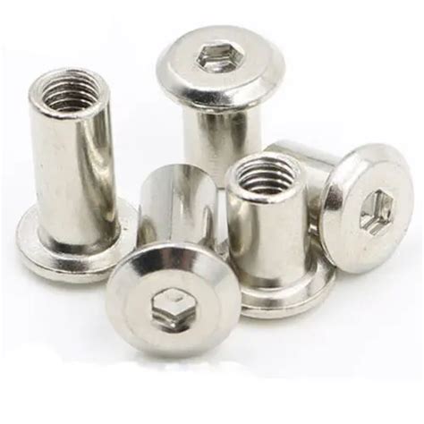 M6 M8 M10 steel allen flat nuts hex nut round head sleeve furniture nuts 12 25mm Length-in Nuts ...