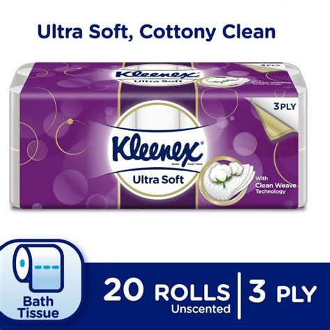 Kleenex Ultra Soft Cottony Clean Bath Tissue/Toilet Paper 20 Rolls ...