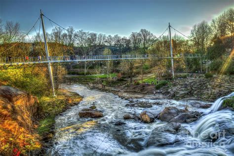 Liberty Bridge Reedy River Falls Park Greenville South Carolina Art Photograph by Reid Callaway ...