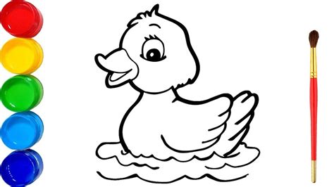 Vẽ và tô màu con Vịt cho bé | Bé Học Tô Màu | Glitter Duck Coloring Pages For Kids | Drawing, Vịt