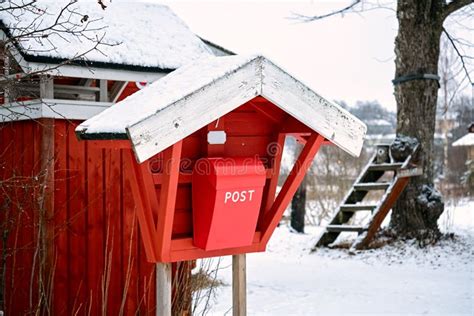 Old Vintage Red Wooden Mail Post Box in the Countryside Village in ...