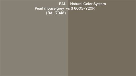 RAL Pearl mouse grey (RAL 7048) vs Natural Color System S 6005-Y20R side by side comparison