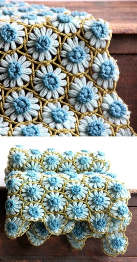 Crochet Daisy Flower Blanket